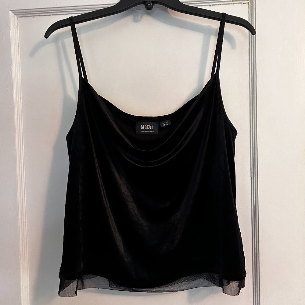 Meave Black Velvet Cowl Neck Top in Large